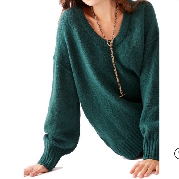 Free People brookside tunic pine needle green sweater XS - Picture 3 of 12